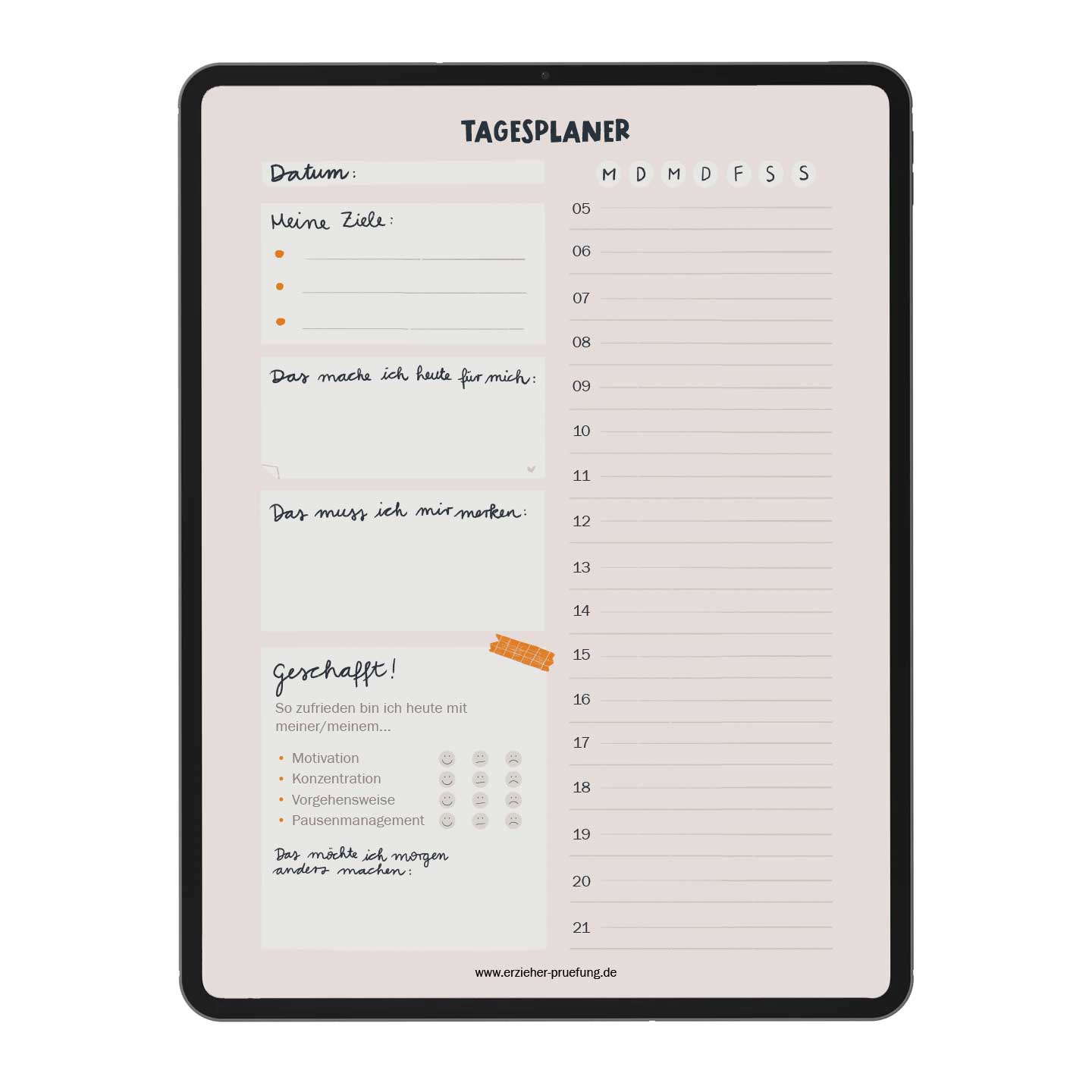 Tagesplaner für Erzieher - Speziell für Auszubildende entwickelt, um das Lernen effektiv und übersichtlich zu gestalten